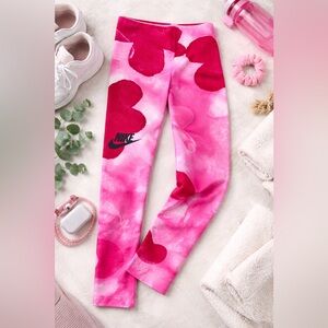 Nike Dri-Fit Girls Pink Heart Leggings Size 6